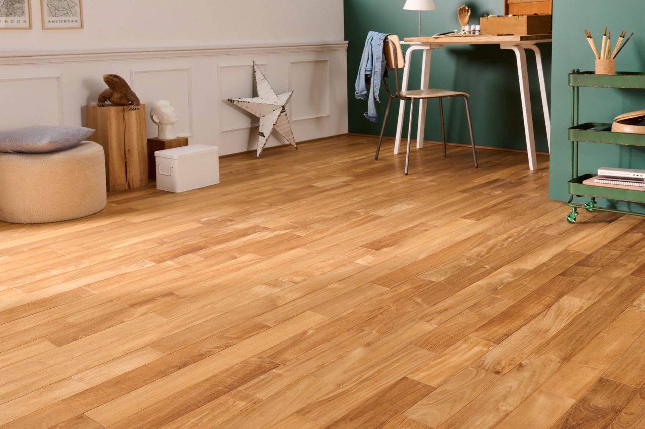 parquet teck massif brut