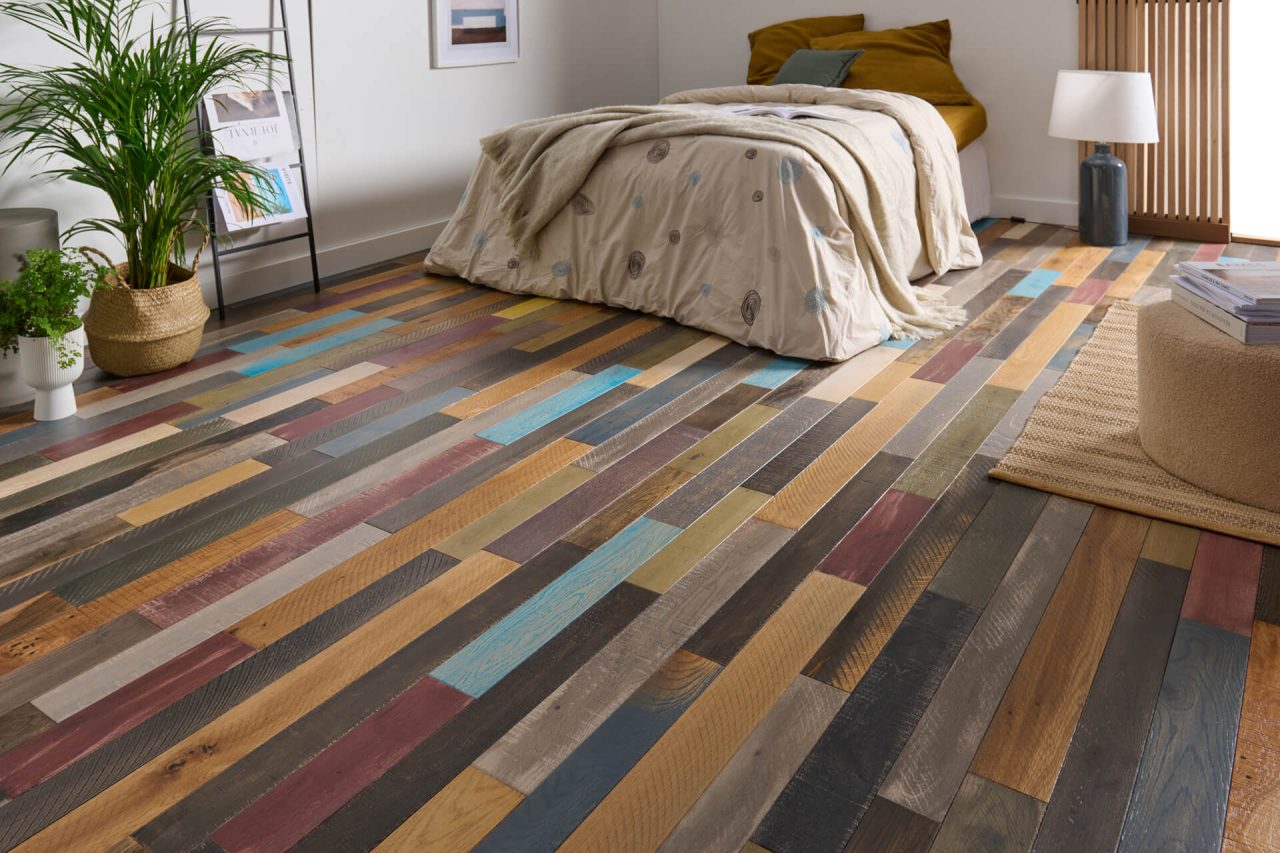 parquet multicolore en chene massif