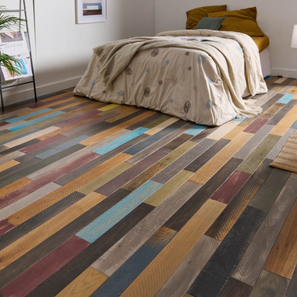 parquet multicolore en chene massif