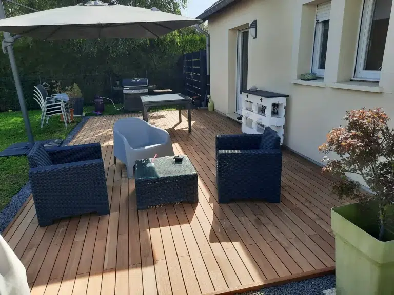 terrasse clipsable teck massif