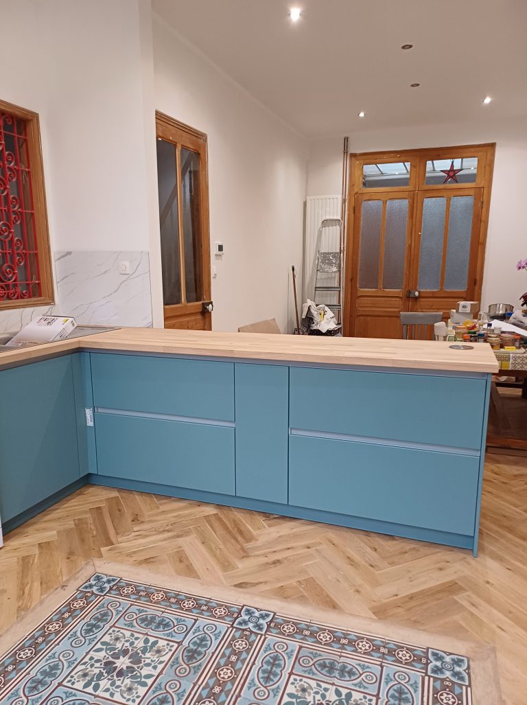 réalisation parquet batons rompus en chene massif
