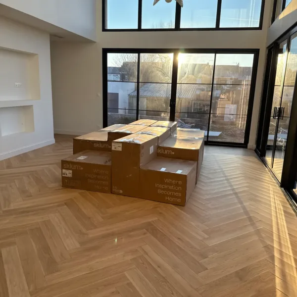 Réalisation Parquet Batons rompus Naturel 18 x 125 mm