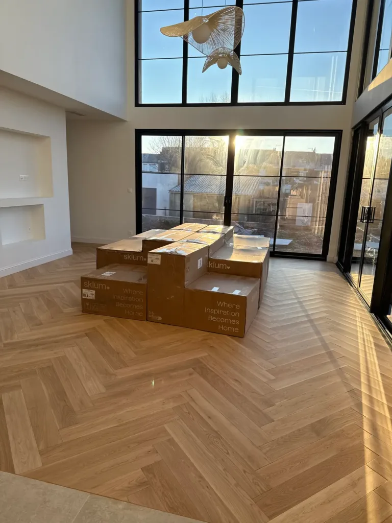Réalisation Parquet Batons rompus Naturel 18 x 125 mm