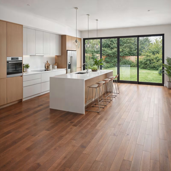 Parquet contrecollé teinte brune 15x90