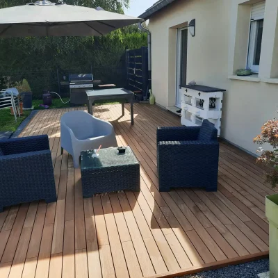 terrasse clipsable teck massif