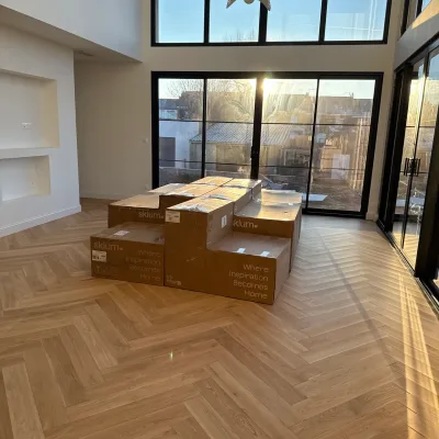 Réalisation Parquet Batons rompus Naturel 18 x 125 mm