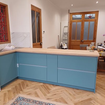 réalisation parquet batons rompus en chene massif